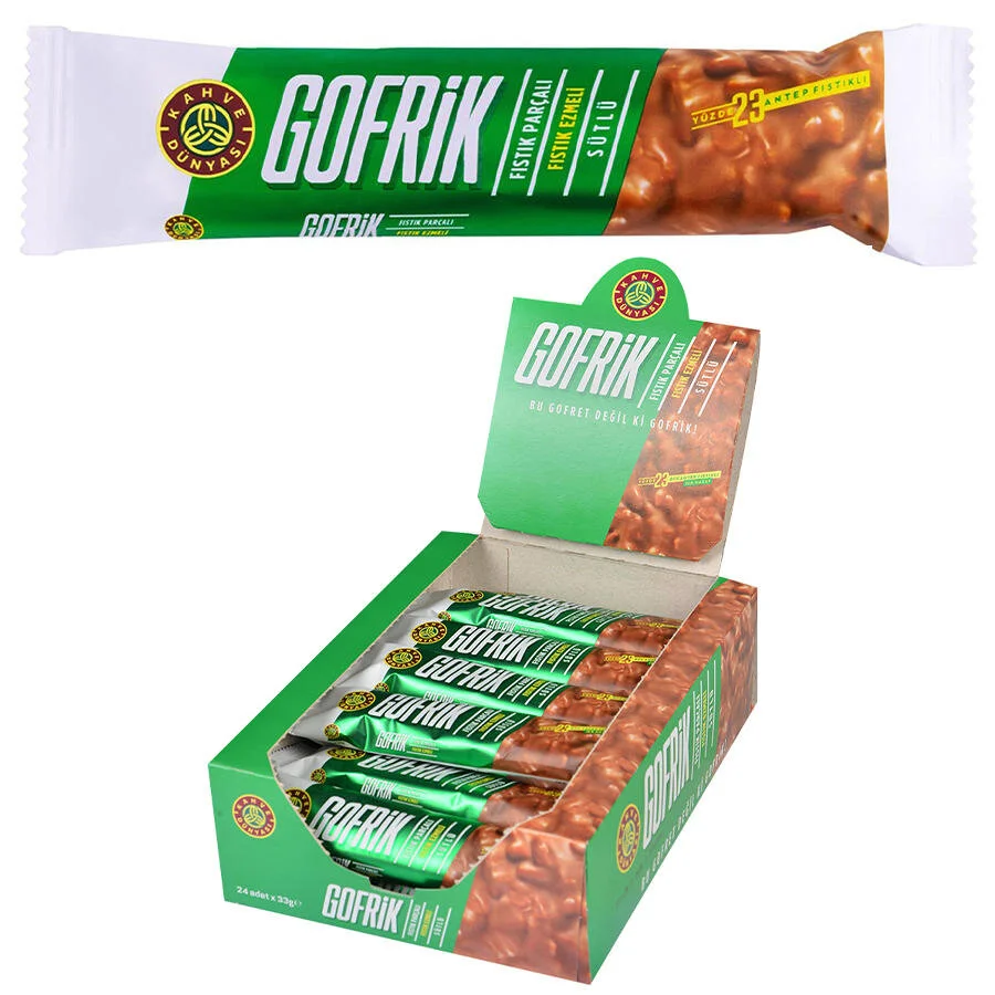 Kahve Dünyası Gofrik Antep Fıstıklı Çikolata 33 g x 24'lü