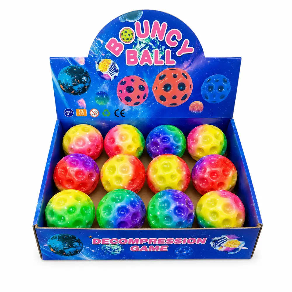 Bouncy Ball Renkli Zıplayan Top 7 cm 12'li Teşhir Kutusu