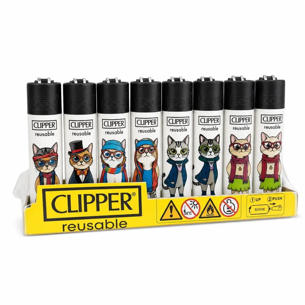 Clipper Reusable Cats Desenli Çakmak 8'li