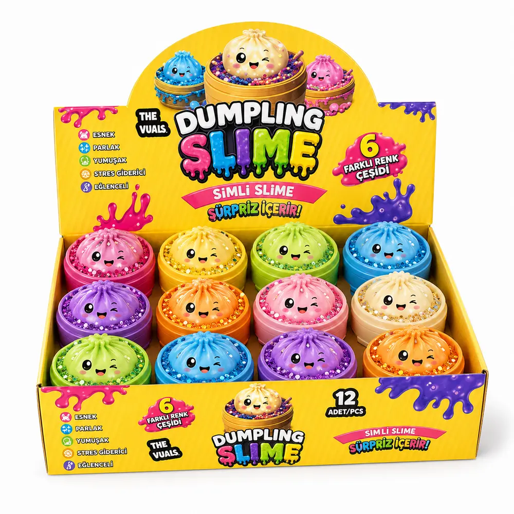 Dumpling Simli Slime 6 Renk 12'li Teşhir Kutusu