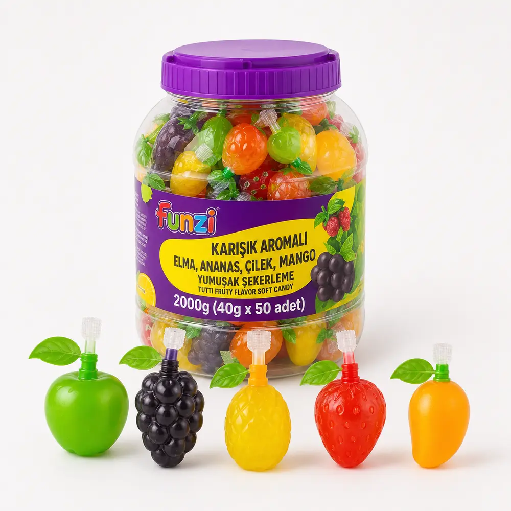 Funzi Karışık Aromalı Isır Patlat Yumuşak Şekerleme 40 g x 50 Adet