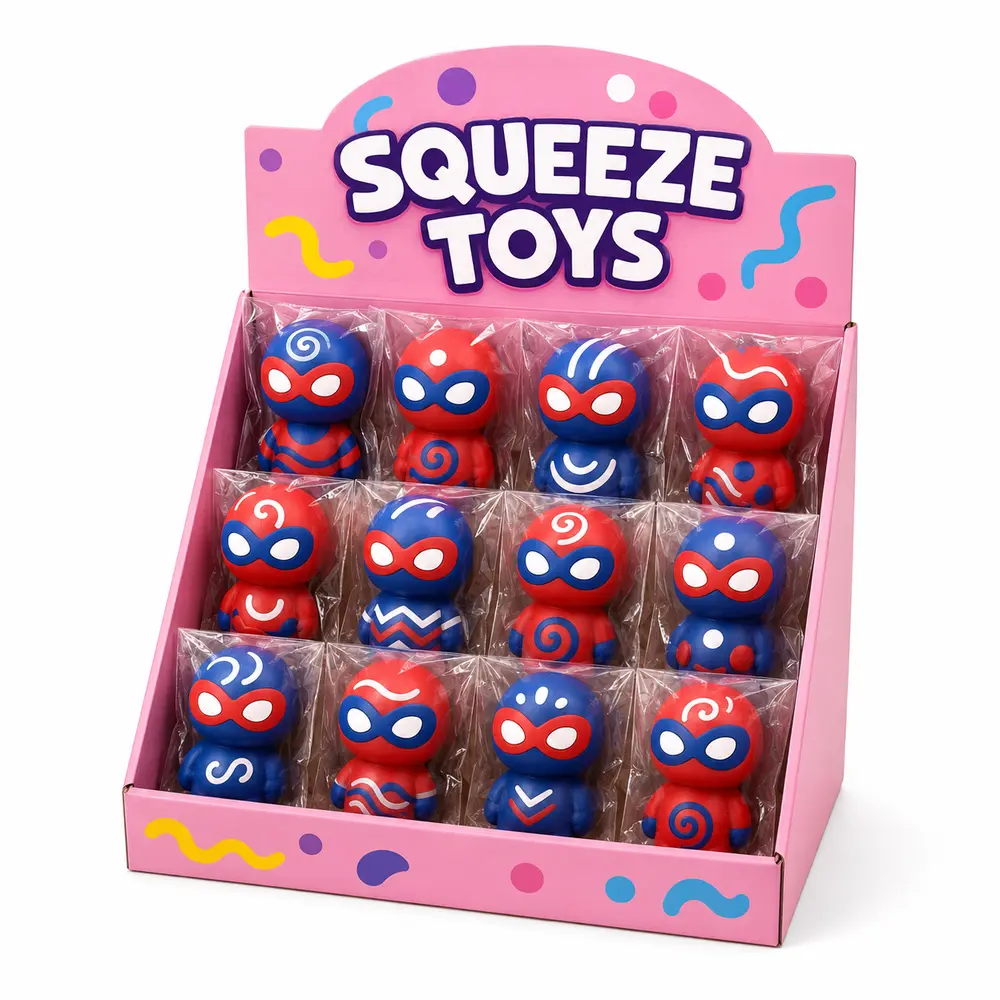 Maskeli Kahraman Temalı Squeeze Oyuncak 12'li Display
