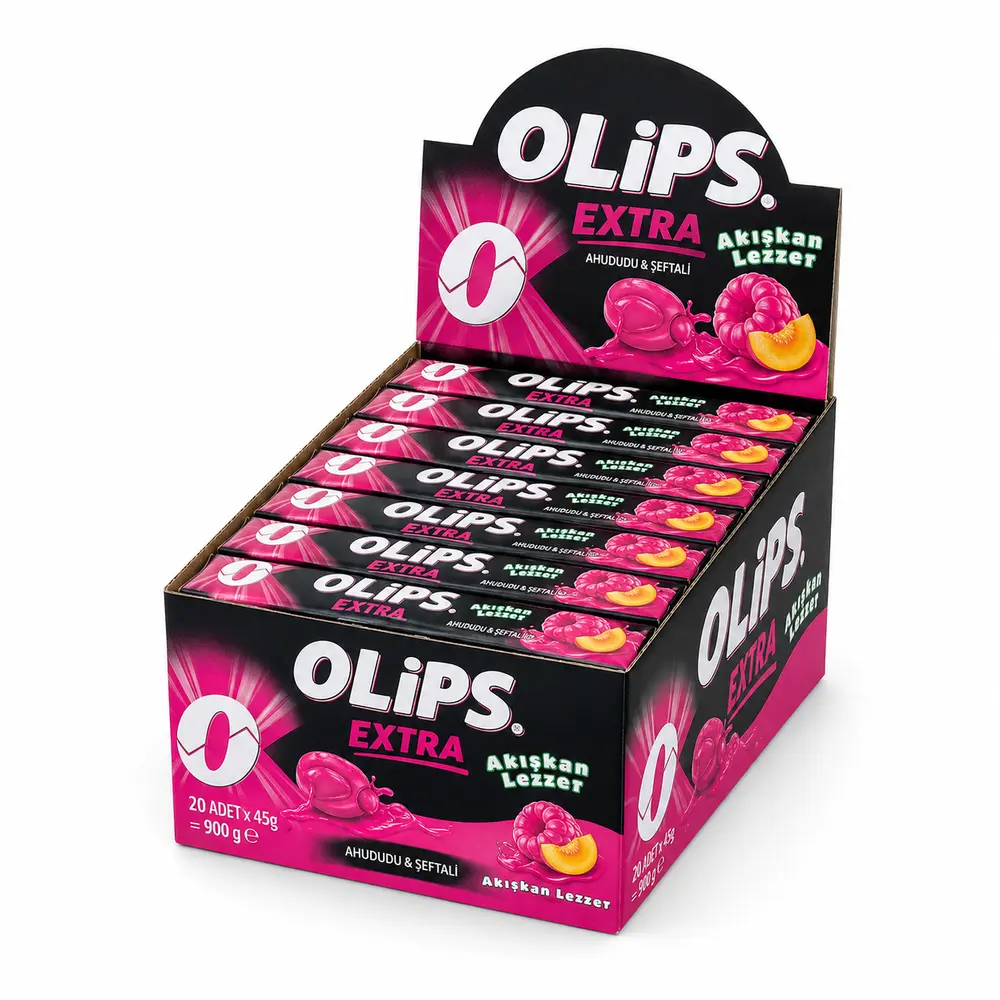Olips Extra Şeftali & Ahududu Aromalı Şeker 45 g x 20