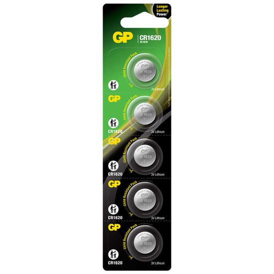 Gp Batteries Cr1620 1620 Boy Lityum Düğme Pil, 3 Volt, 5'li Kart