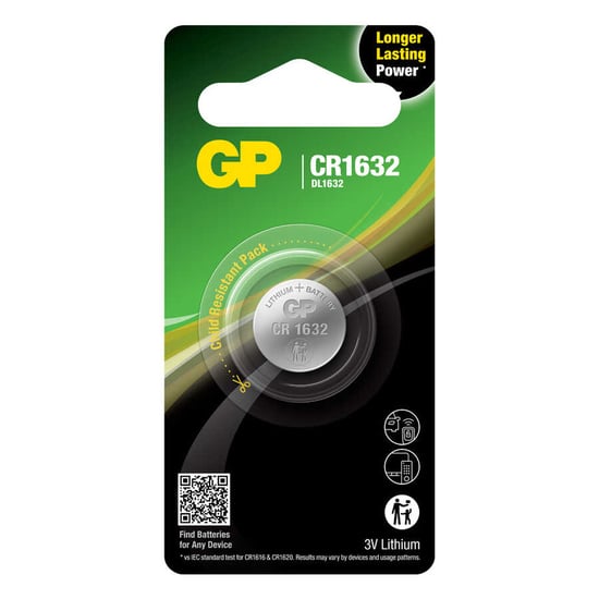Gp Batteries Cr1632 1632 Boy Lityum Düğme Pil, 3 Volt, Tekli Kart