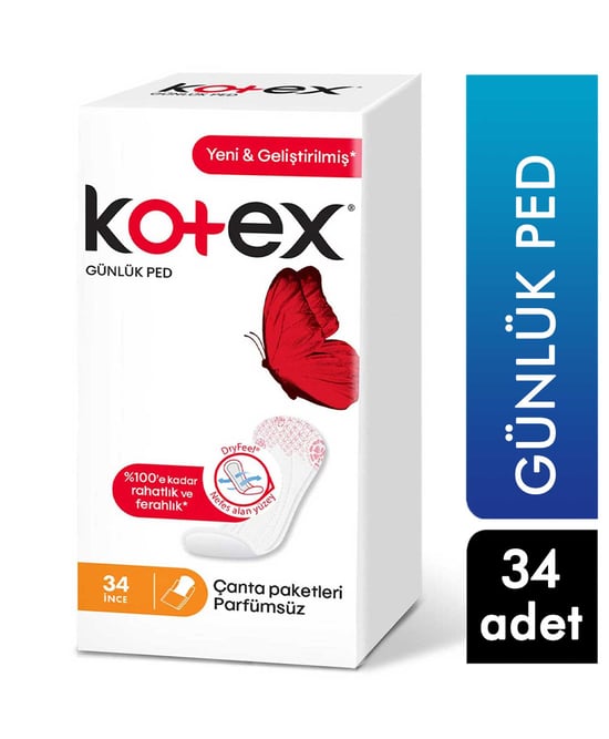 Kotex Lightdays İnce Günlük Hijyenik Ped 34'lü Paket Çanta Paketleri Parfümsüz