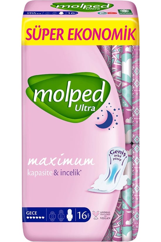 Molped Ultra Hijyenik Ped Anatomik Gece Süper Ekonomik 16 Lı