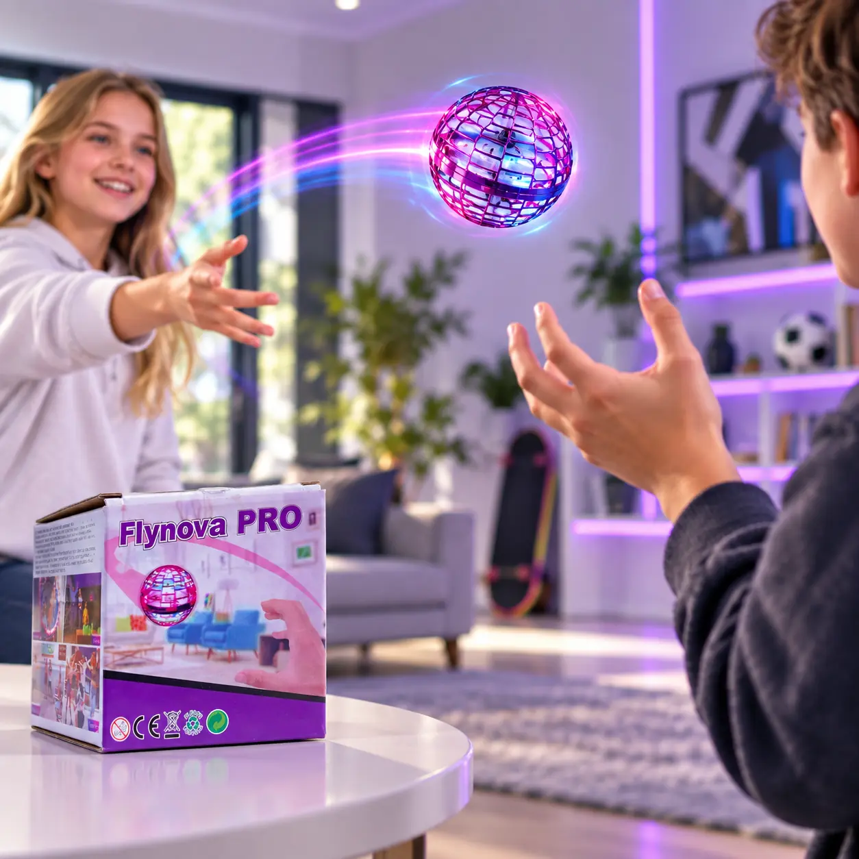 Flynova Pro LED Işıklı Uçan Spinner Top – Bumerang Mini Drone - Görsel 4